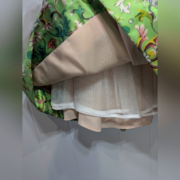 Sherri Hill Bubble Skirt 50854 Green Pink size 2 Prom Homecoming‎ Floral Easter - Picture 5 of 15